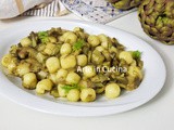 Gnocchi con carciofi e crema di patate