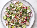 Cucumber and Radish Salad with Herbs, Walnuts, and Feta Cheese