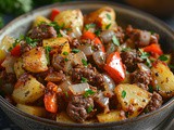Cheesesteak Potato Casserole in the Crockpot
