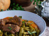 Tajine d’haricots verts à l’agneau en sauce