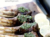Grilled Lollipop Lamb Chops, Reverse Sear, Mint Pistou